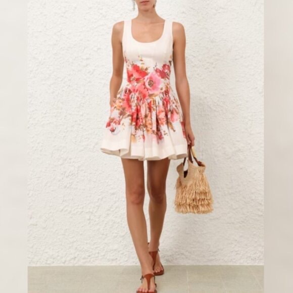Zimmermann Dresses & Skirts - Zimmermann Scarborough Cream Red Floral Mini Dress